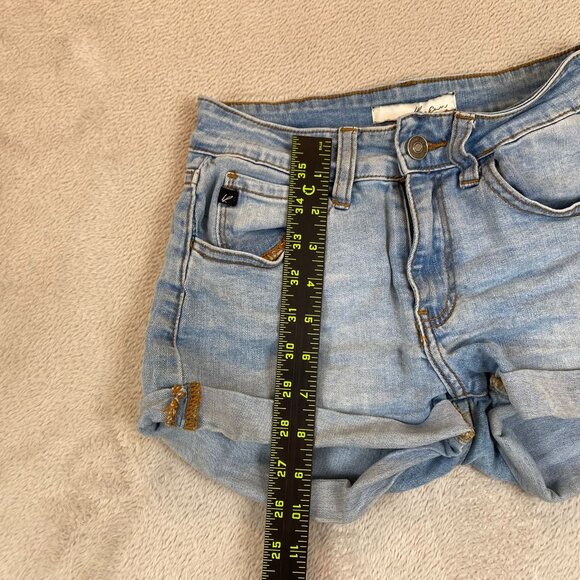KanCan Women's Jeans Short Shorts Size 3/25 Blue Denim Cuffed Casual Summer Y2K - Picture 3 of 12